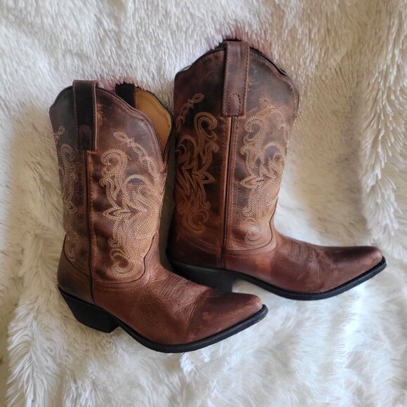 Smoky Mountain Women's Madison Distressed Brown Leather Western Boots 6.5M - Picture 4 of 13